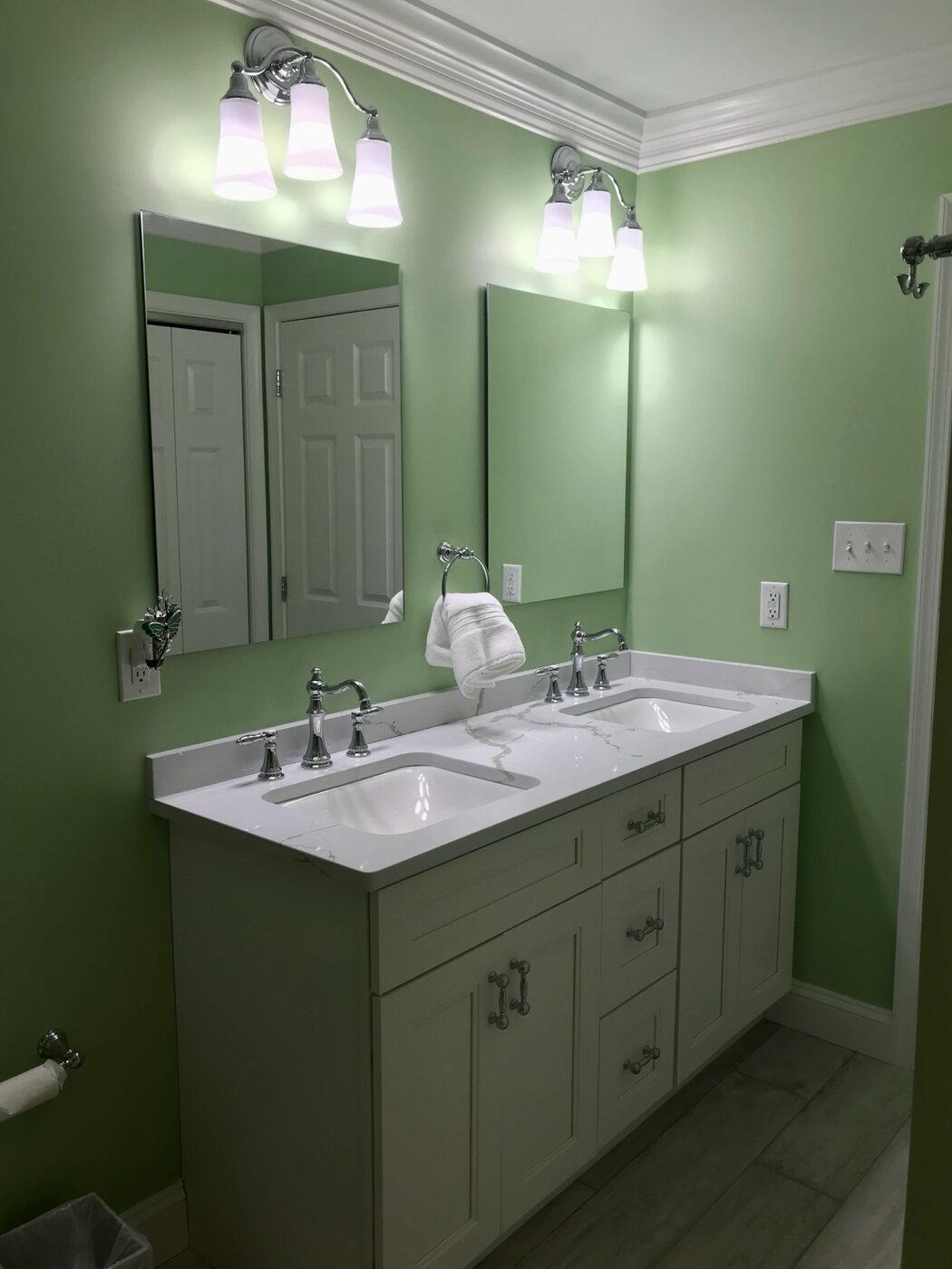 Bathroom 5 double vanity and polished chrome fixtures