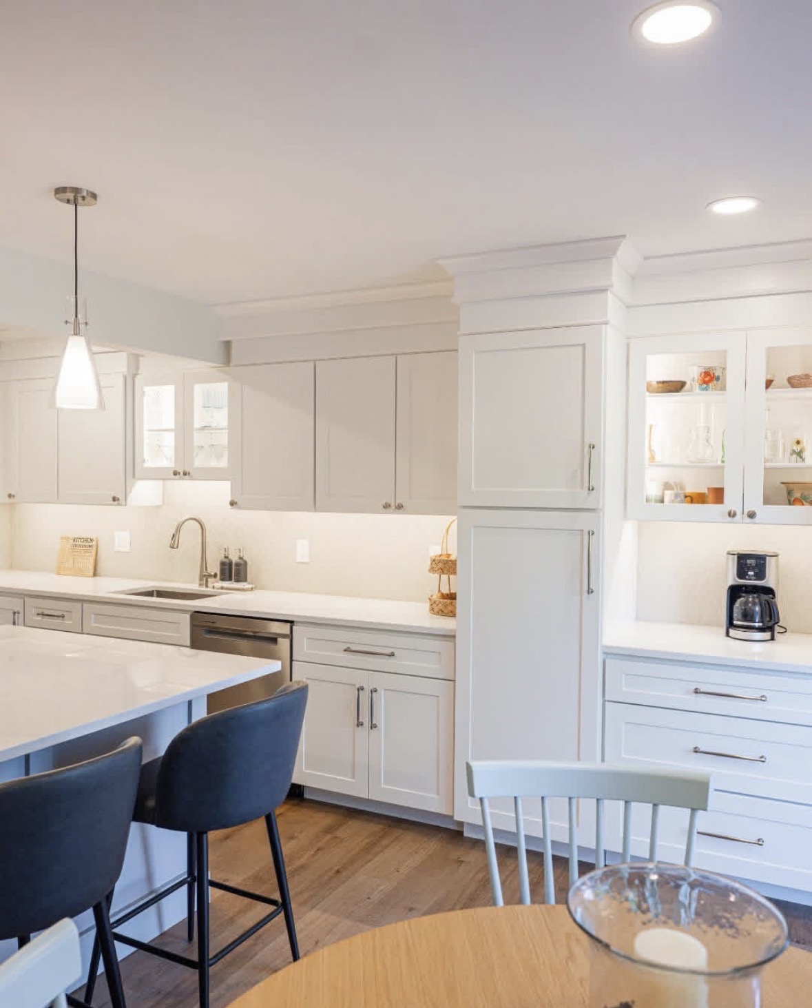 Kitchen renovation detail with new cabinetry and sink